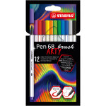 Stabilo feutres pinceaux de dessin pen 68 brush arty pointe pinceau flexible 1 mm - pochette de 12 coloris ...