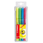 Stabilo flash - surligneur pointe biseaute 1 et 3, 5 mm - coloris assortis - pochette de 4
