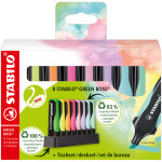Stabilo greenboss surligneurs pointe biseaute 2 et 5 mm - set de bureau de 8 coloris fluo et pastel ...