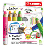 Stabilo markdry crayon marqueur effa�able � sec pefc pour tableau blanc - etui de 4 coloris assortis