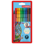 Stabilo pen 68 stylo feutre pointe moyenne - etui de 10 couleurs assorties