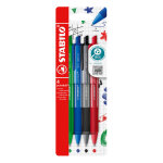 Stabilo stylo bille r�tractable pointball pointe moyenne 0, 5 - couleurs d'encre assorties noir, bleu, ...