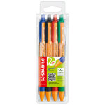 Stabilo stylo bille rtractable pointball pointe moyenne - couleurs d'encre assorties: noir, bleu, vert, ...