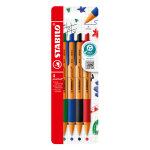 Stabilo stylo bille r�tractable pointball pointe moyenne - couleurs d'encre assorties�: noir, bleu, vert, ...