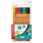 Stabilo stylo - feutre point 88 pointe fine 0, 4 mm - pochette de 10 coloris assortis