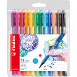 Stabilo stylo - feutre pointmax pointe moyene en nylon - couleurs d'encre assorties - pochette de 12
