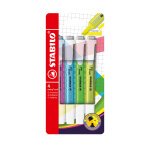 Stabilo swing�cool surligneurs�pointe biseaut�e 1�et�4�mm - coloris assortis fluos - etui de 4