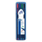 Staedtler etui de 4 stylos bille triplus ball 437 xb, pointe mtal large 0, 7 mm. assortis