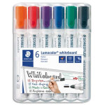 Staedtler etui de 6 marqueurs lumocolor 351 effaable  sec. pointe ogive 2 mm. coloris assortis