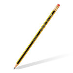 Staedtler noris crayon de papier avec gomme mine hb corps hexagonal jaune et noir - bote de 12