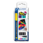 Staedtler pochette de 6 feutres street rtroprojection pte fine encre permanente assortis fun lumocolor ...