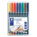 Staedtler pochette de 8 feutres lumocolor encre permanente. coloris assortis. pointe fine 0, 6mm