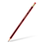 Staedtler tradition crayon de papier avec gomme mine hb corps hexagonal noir et rouge - bote de 12