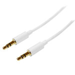 Startech. com c�ble audio st�r�o mini - jack 3. 5mm slim de 1 m - m�le / m�le - blanc, 3, 5mm, m�le, ...