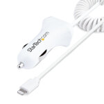 Startech. com chargeur voiture lightning avec cble spiral - chargeur iphone 1m - double chargeur usb ...