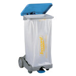 Support sac poubelle d'intrieur 4 roues  pdale bleu avec couvercle 110 l