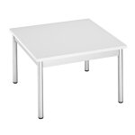 Table basse carrée 60 x 60 cm - blanc pieds métal aluminium Table basse carrée 60 x 60 cm - blanc pieds métal aluminium