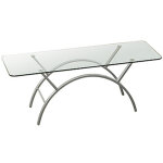 Table basse eva - plateau verre - pieds gris - 122 x 51 cm Table basse eva - plateau verre - pieds gris - 122 x 51 cm