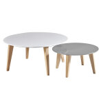 Table basse ronde elias - lot de 2 tables - blanc / taupe Table basse ronde elias - lot de 2 tables - blanc / taupe