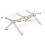 Table basse xylan 6 personnes l. 140 x l. 75 x h. 50cm - plateau en verre - structure et pieds perle Table basse xylan 6 personnes l. 140 x l. 75 x h. 50cm - plateau en verre - structure et pieds perle