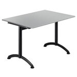Table cafeteria l. 120 x p. 80 cm, plateau gris, pi�tement noir