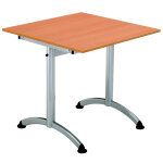 Table cafeteria l. 120 x p. 80 cm, plateau h�tre, pi�tement aluminium