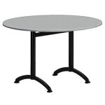 Table cafeteria ronde diam�tre 120 cm, plateau gris, pi�tement noir