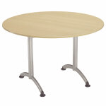 Table cafeteria ronde diam�tre 120 cm, plateau h�tre, pi�tement aluminium