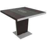 Table de conf�rence tario l. 140 x 140 cm - eb�ne avec insert central cuir anthracite