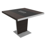 Table de conférence tario l. 140 x 140 cm - ebène avec insert central cuir noir Table de conférence tario l. 140 x 140 cm - ebène avec insert central cuir noir