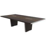 Table de conf�rence tario l. 280 x 140 cm - eb�ne avec insert central cuir marron