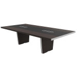Table de confrence tario l. 280 x 140 cm - ebne avec insert central cuir noir