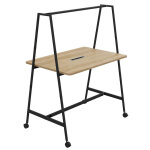 Table de coworking mobile rectangle alto avec lectrification - h. 105 x l. 140 x p. 90 cm - plateau ...