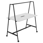 Table de coworking mobile rectangle alto avec �lectrification - h. 105 x l. 160 x p. 90 cm - plateau ...