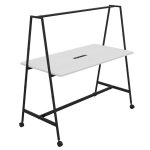 Table de coworking mobile rectangle alto avec �lectrification - h. 105 x l. 180 x p. 90 cm - plateau ...