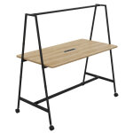 Table de coworking mobile rectangle alto avec �lectrification - h. 105 x l. 180 x p. 90 cm - plateau ...