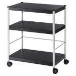 Table desserte mobile polyvalente 3 plateaux en mtal h. 74 x l. 60 cm noir / aluminium