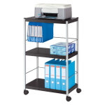 Table desserte mobile polyvalente haute 3 plateaux en mtal h. 100 x l. 60 cm noir / aluminium