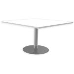 Table d'extension pi�tement tulipe aluminium - plateau blanc - 124, 5 x 120 cm