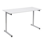 Table de formation 2 places - l. 130 x p. 50 cm - plateau gris - pieds gris