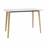 Table haute halden - l. 140 x h. 110 x p. 80 cm - plateau blanc - pieds bois ch�ne
