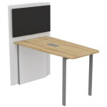 Table haute r�union visio avec mur technique l. 180 cm x h. 105 cm - plateau ch�ne nebraska pieds m�tal ...