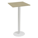 Table haute roxane l. 60 x p. 60 x h. 110 cm - plateau chêne - pied central blanc Table haute roxane l. 60 x p. 60 x h. 110 cm - plateau chêne - pied central blanc