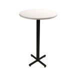 Table mange - debout coffee ronde . 70 x h. 115 cm - plateau blanc pied central noir