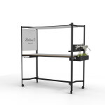 Table mobile multi usages rectangle station o - h. 194 x l. 183, 7 x p. 83, 7 cm - plateau blanc - pieds ...