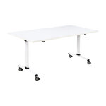 Table mobile rabattable - l. 140 x p. 80 cm - plateau blanc - pieds blanc