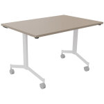 Table mobile rabattable eureka - l. 120 x p. 80 cm - plateau argile - pieds blanc