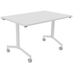 Table mobile rabattable eureka - l. 120 x p. 80 cm - plateau blanc - pieds blanc
