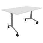 Table mobile rabattable eureka - l. 140 x p. 70 cm - plateau blanc - pieds aluminium