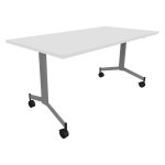 Table mobile rabattable eureka - l. 160 x p. 80 cm - plateau blanc - pieds aluminium